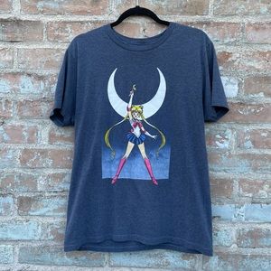 Sailor Moon Tee Dark Grey Seamless Classic Anime Crew Neck Graphic T-shirt M